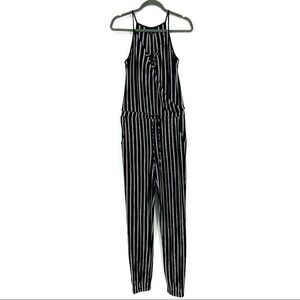 Ethereal Striped Jersey Strap Casual Jumpsuit Small Jumper